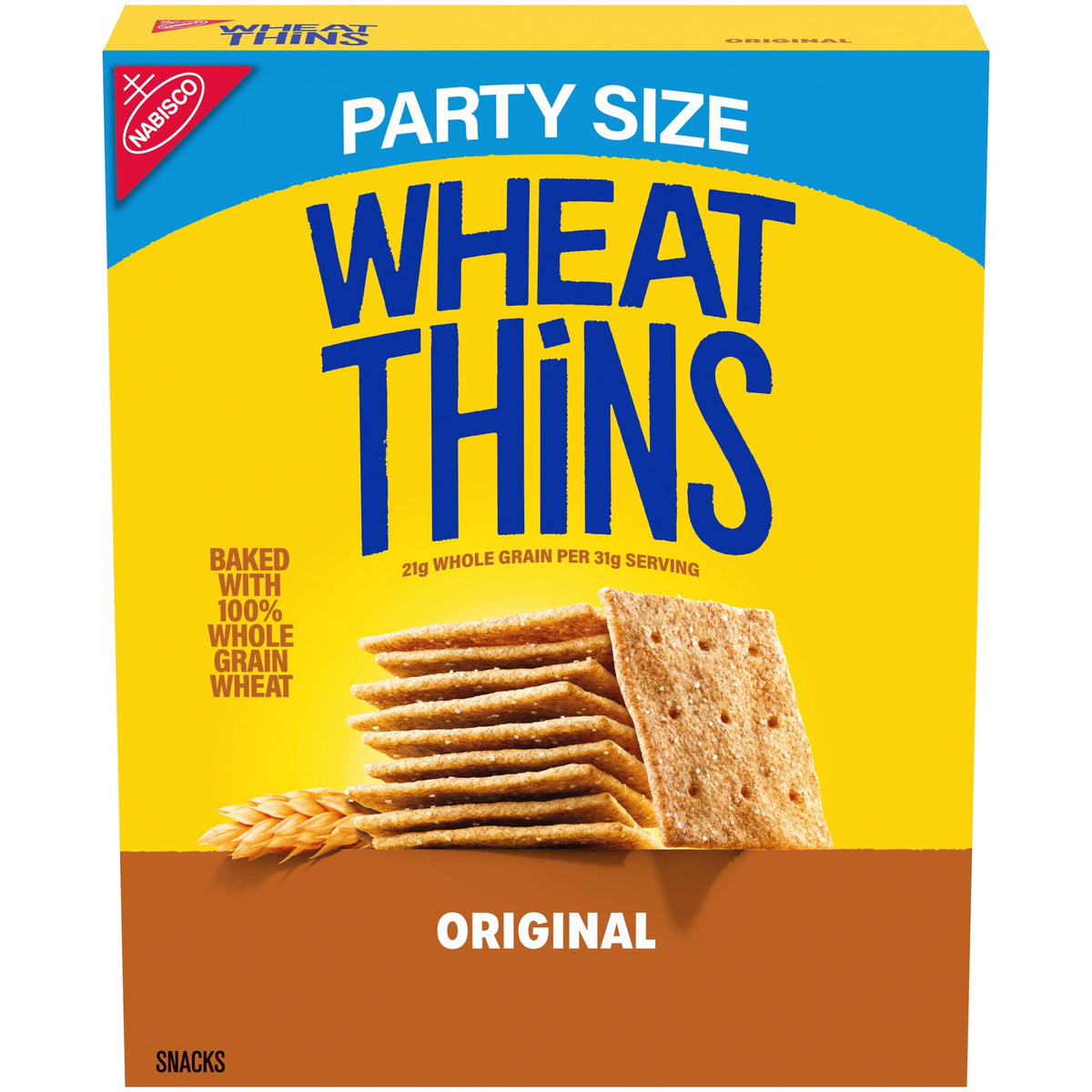 미국직구 WHEAT THINS Original Snacks, Whole Grain Wheat Crackers, Snack Crackers, Party Size, 20 oz