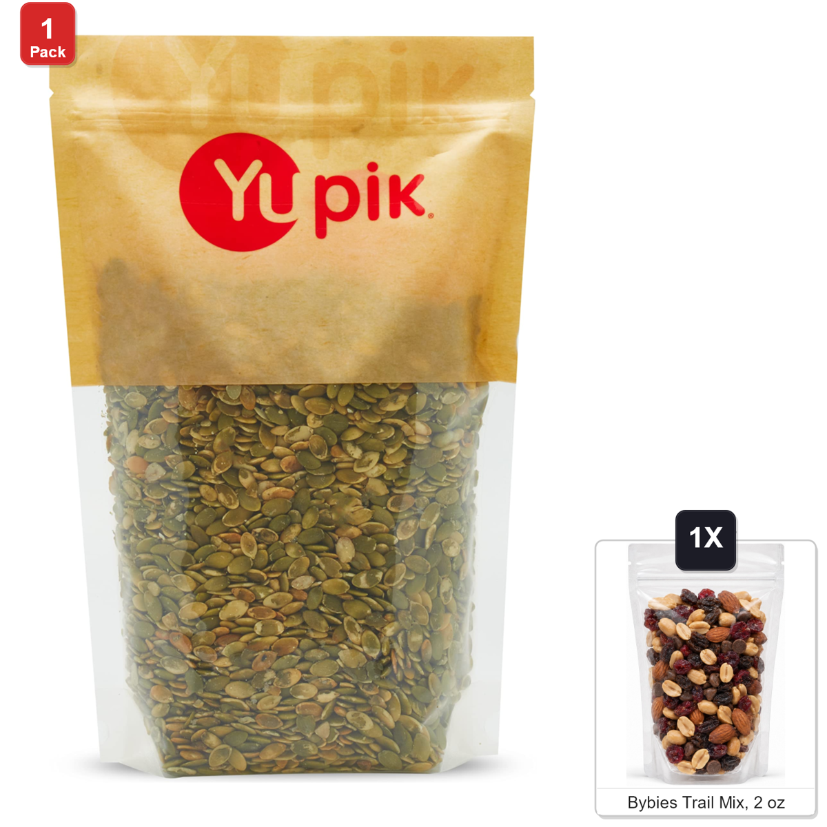 미국직구 Yupik Dry Roasted 57g / Yupik Dry Roasted Pumpkin Seeds, Shelled, 1 Bag, 2.2 lb, with Bybies T 1