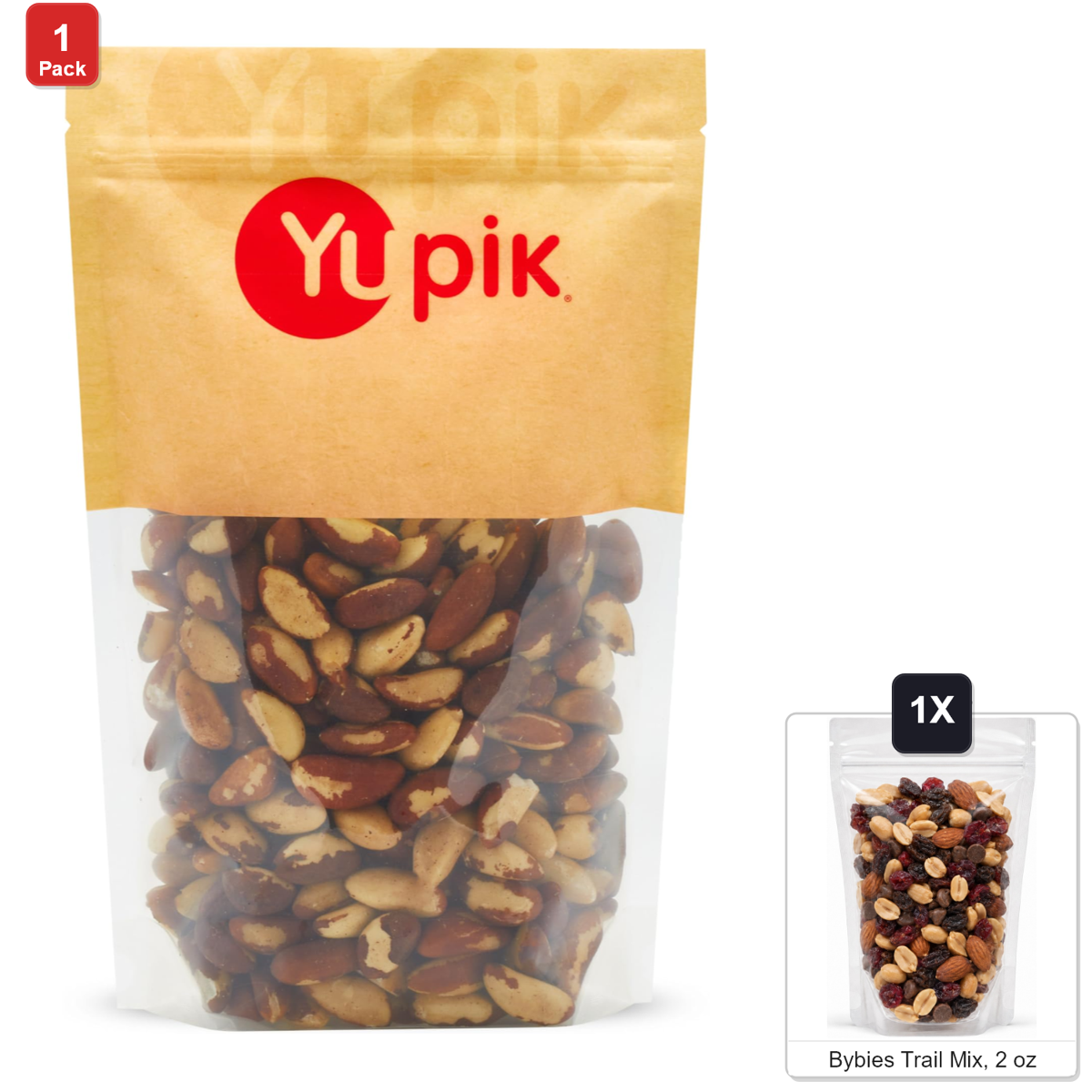 미국직구 Yupik Raw Brazil 견과 57g / Yupik Raw Brazil Nuts, 1 Bag, 2.2 lb, with Bybies Trail Mix, 57g 1