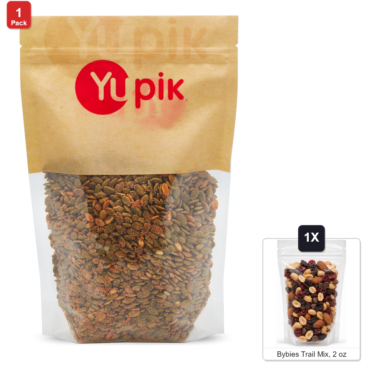미국직구 Yupik Spicy Buffalo 57g / Yupik Spicy Buffalo Pumpkin Seeds, 1 Bag, 1 lb, with Bybies Trail Mix 1