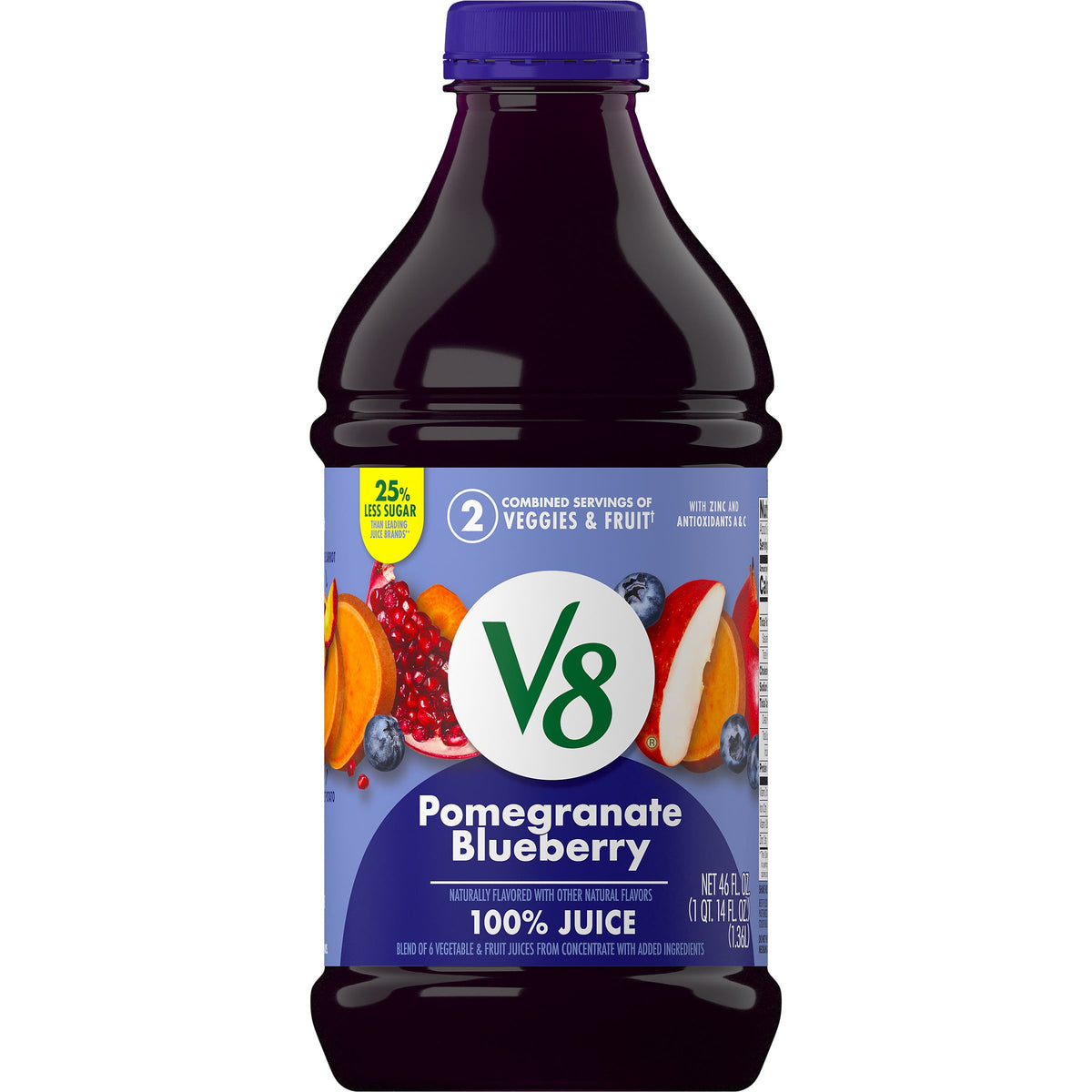미국직구 V8 Pomegranate Blueberry 100% Fruit and Vegetable Juice, 46 fl oz Bottle