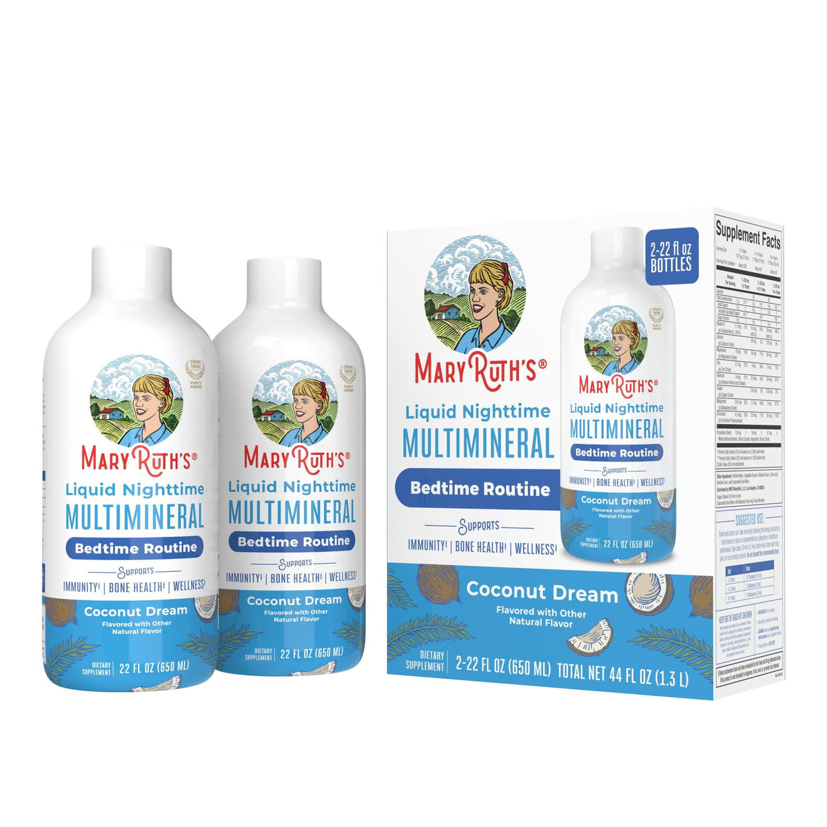 미국직구 MaryRuth s Nighttime 견과 651ml 2팩 / MaryRuth’s Nighttime Multimineral, Coconut, 651ml, 2 pack 1