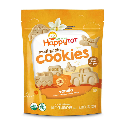 미국직구 Happy Tot 과자 125g 5팩 / Happy Tot Organic Multi-Grain Toddler Cookie, Vanilla or Strawberry, 1 1