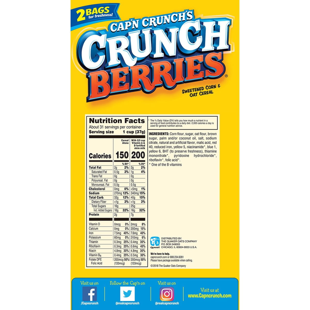 미국직구 Cap'n Crunch's Crunch 1.1kg / Cap'n Crunch's Crunch Berries Cereal, 1.1kg 3