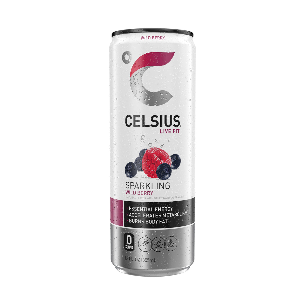 미국직구 셀시어스 Sparkling Wild Berry, Functional Energy Drink 12 fl oz Can (Pack of 12)