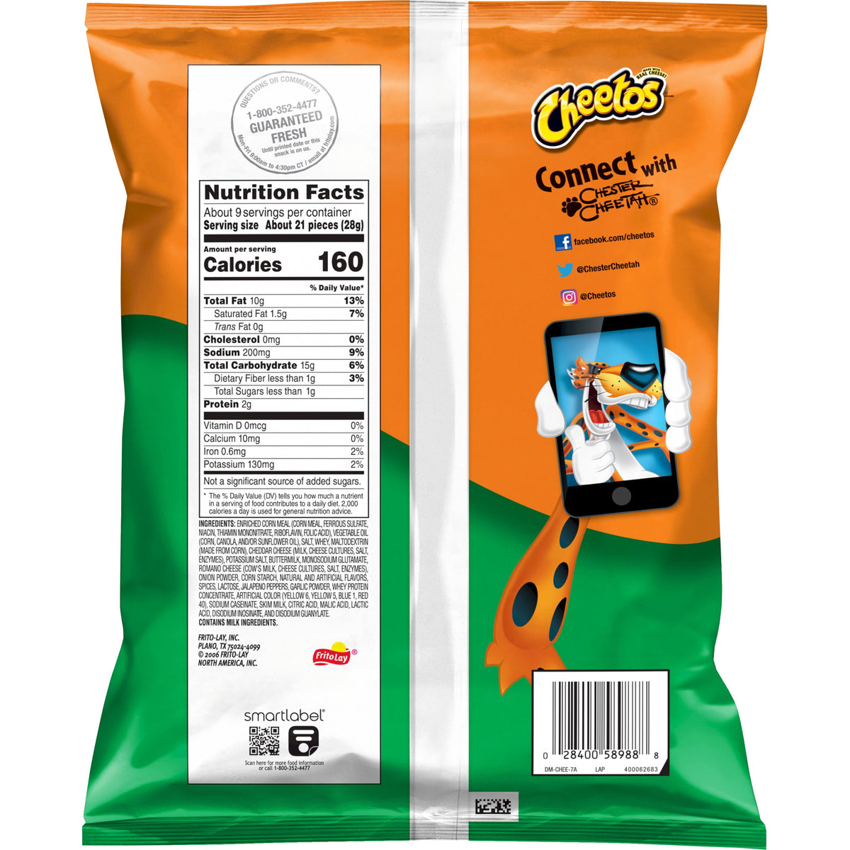 미국직구 치토스 Crunchy Cheddar Jalapeno Cheese Puff Chips, 8.5 oz Bag