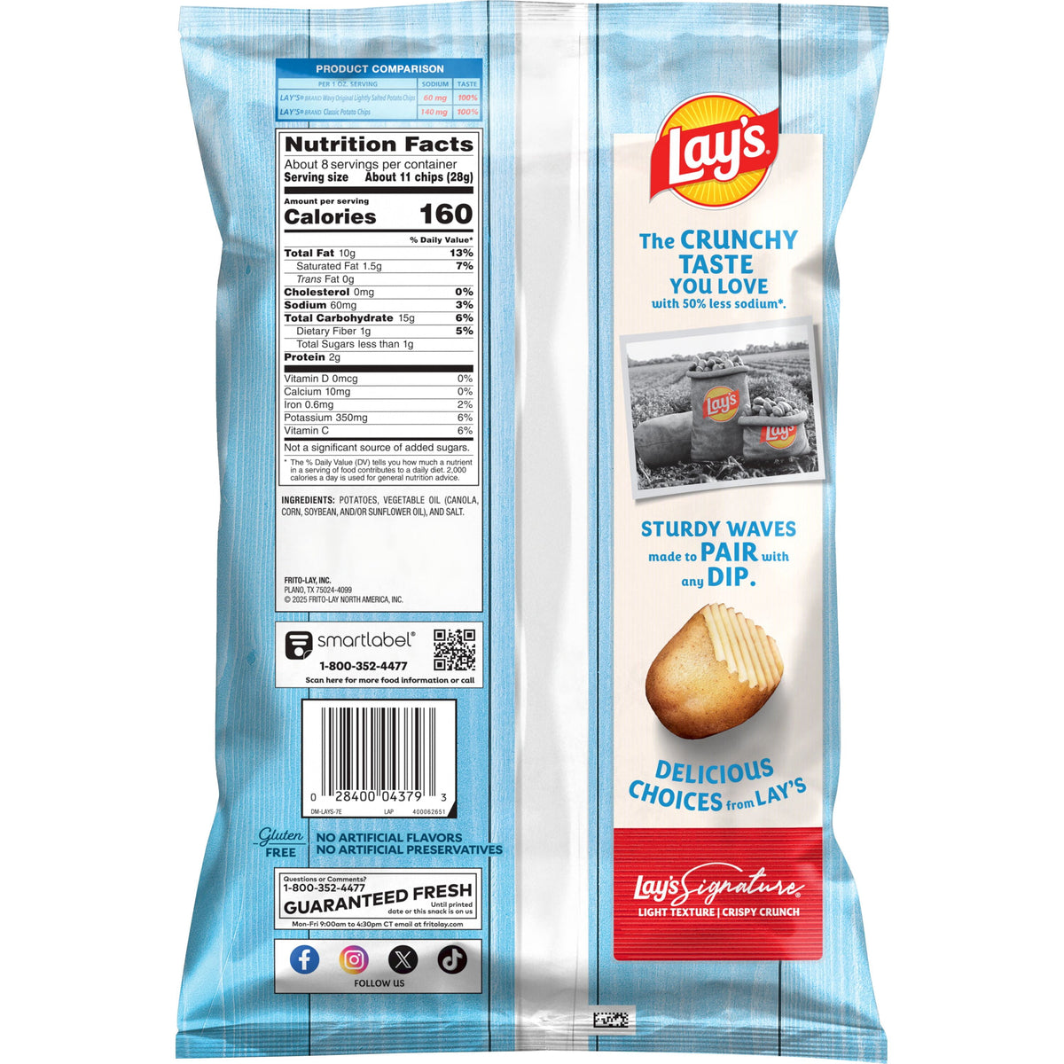 미국직구 레이즈 Wavy Potato Chips Lightly Salted Snack Chips, 7.5 Ounce Bag