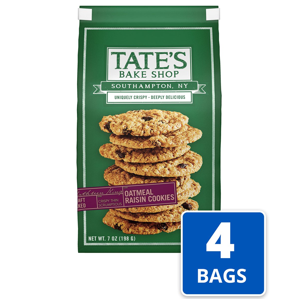 미국직구 3x Tates Bake 과자 6g 4팩 / 3x | Tates Bake Shop Oatmeal Raisin Cookies, Cookies, 7 Ounc 3