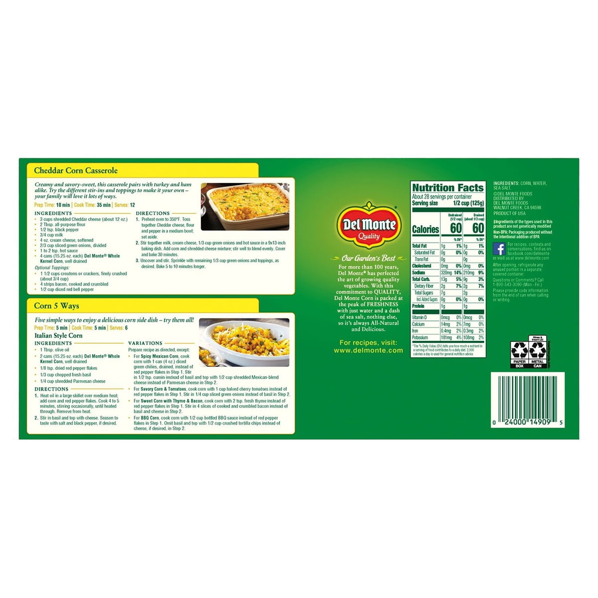 미국직구 Del Monte Golden 432g / Del Monte Golden Sweet Whole Kernel Corn, 432g, 8 pk. 5