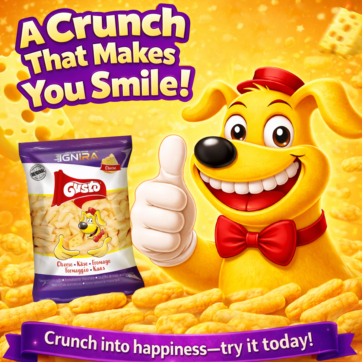 미국직구 6팩 / (6 pack) Gusto Cheese Puffs Snack from IGNIRA, Baked Cheese Puff Treat 3