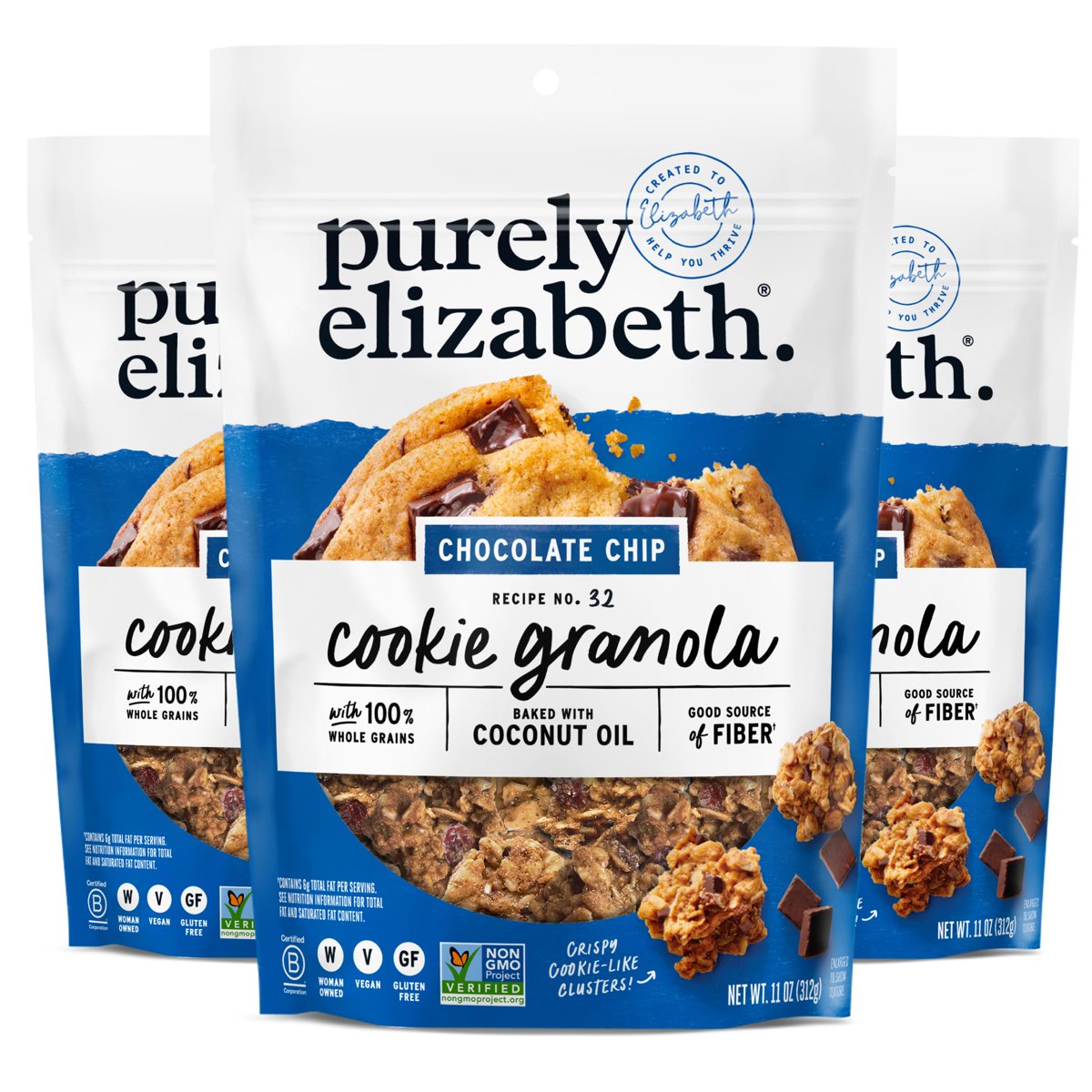 미국직구 3x Purely Elizabeth 초콜릿 312g 3팩 / 3x | Purely Elizabeth Cookie Granola Chocolate Chip 2