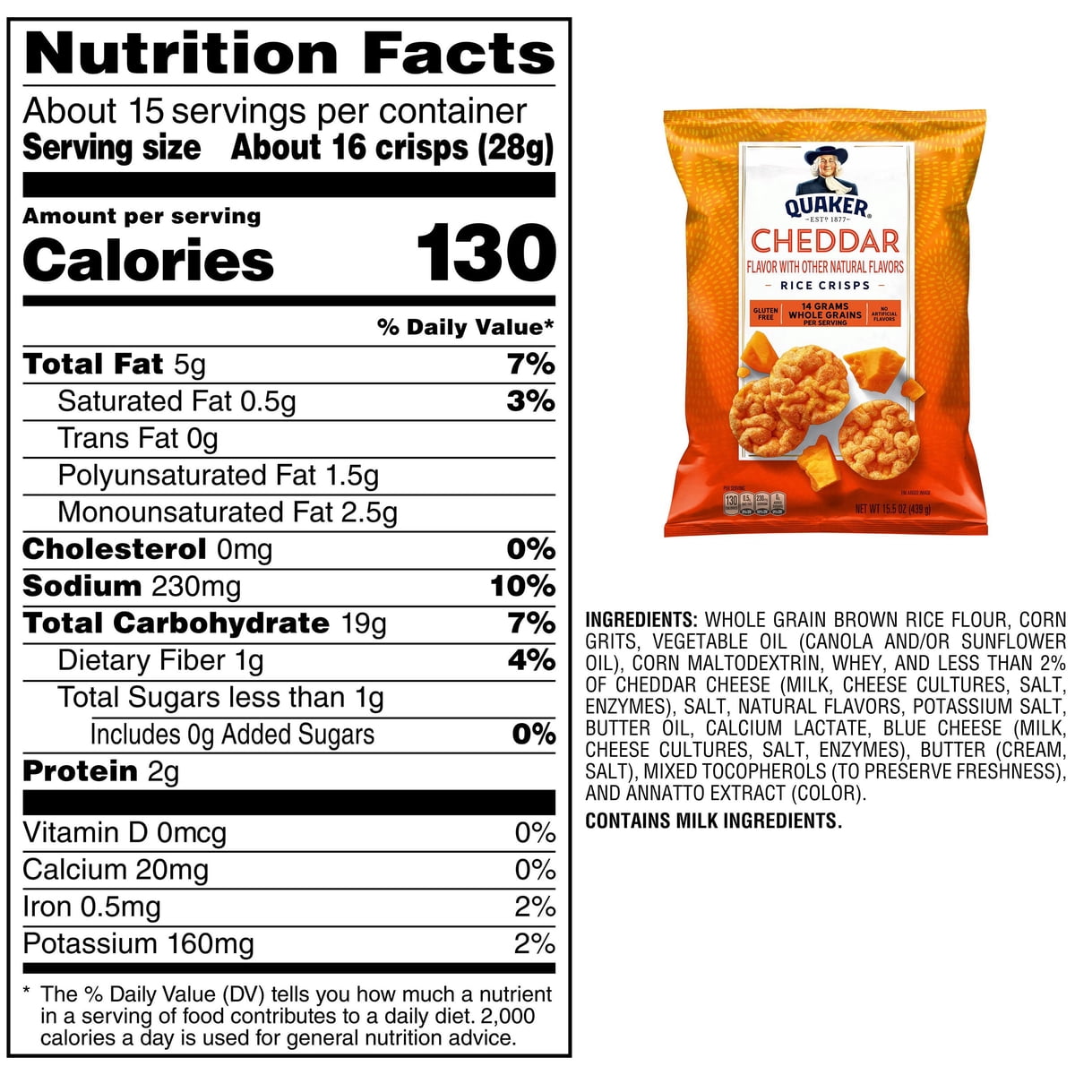 미국직구 Quaker Cheddar Flavored 439g / Quaker Cheddar Flavored Rice Crisps, 439g 2