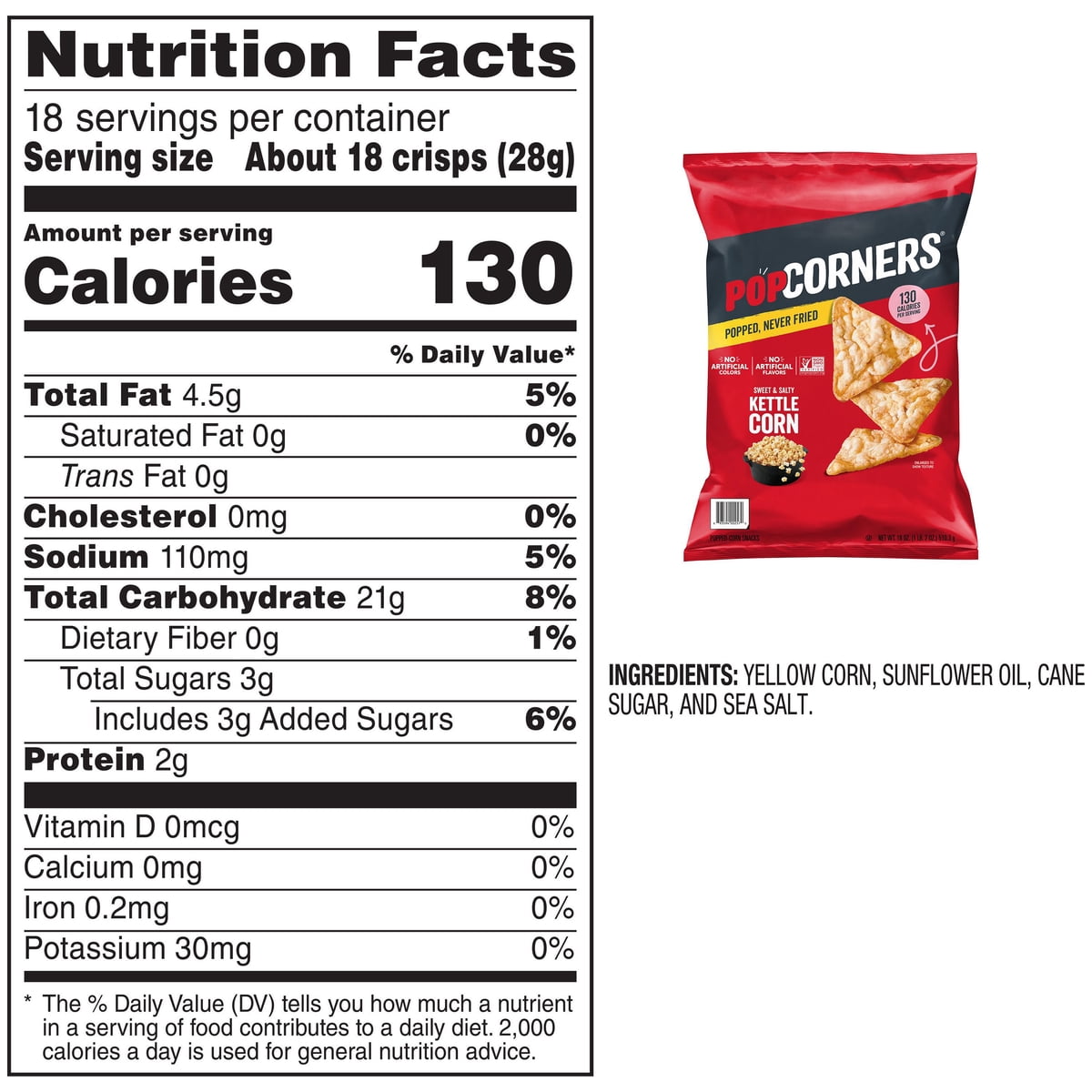 미국직구 PopCorners Sweet & 510g / PopCorners Sweet & Salty Kettle Corn Popped-Corn Snack, 510 2
