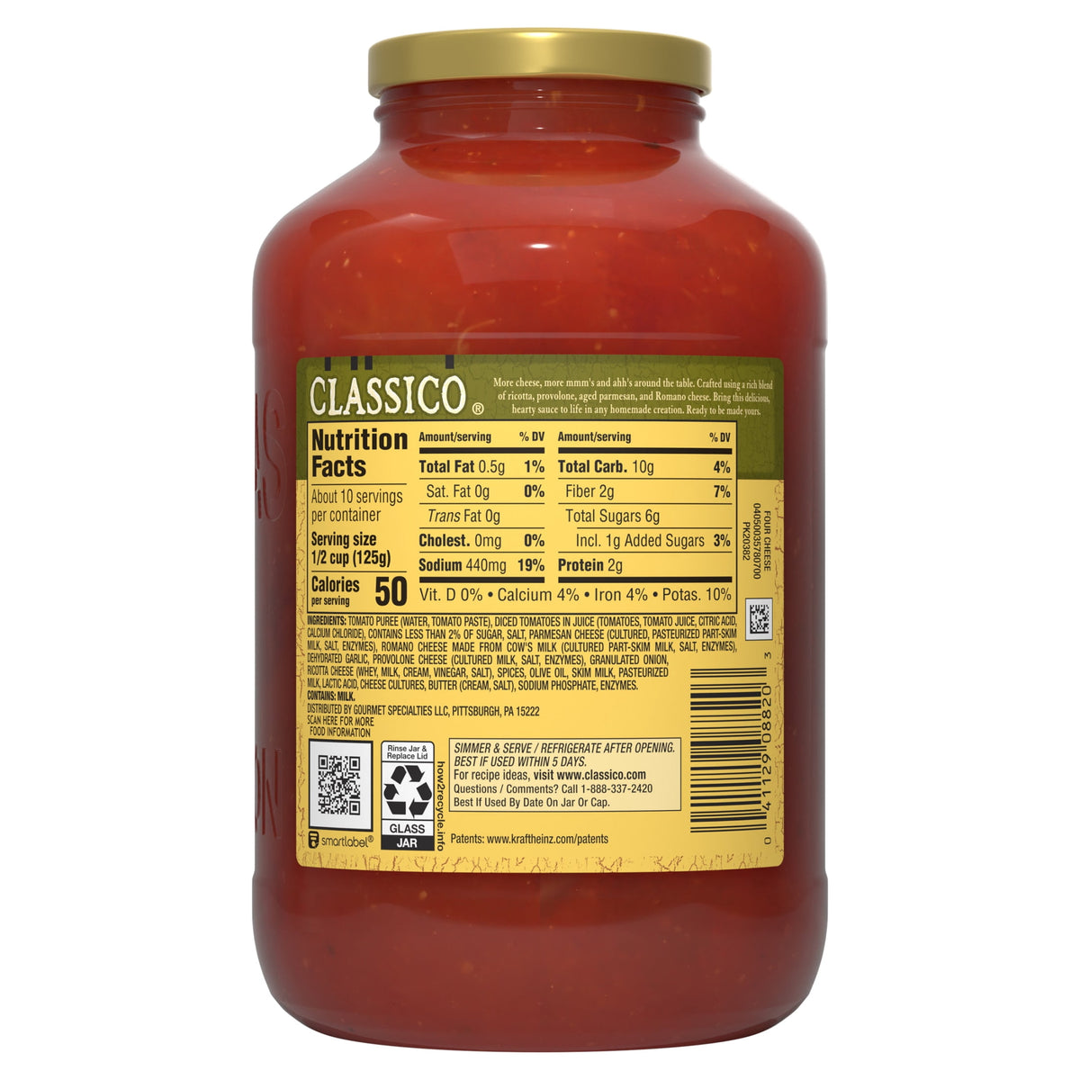 미국직구 클라시코 Four Cheese Pasta Sauce Value Size, 44 oz Jar