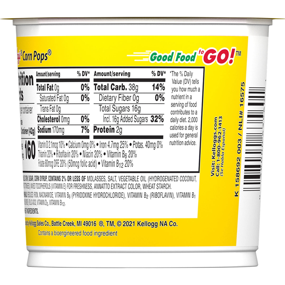 미국직구 Kellogg's Corn Pops 비타민 43g 2팩 / Kellogg's Corn Pops Original Breakfast Cereal, 8 Vit 7