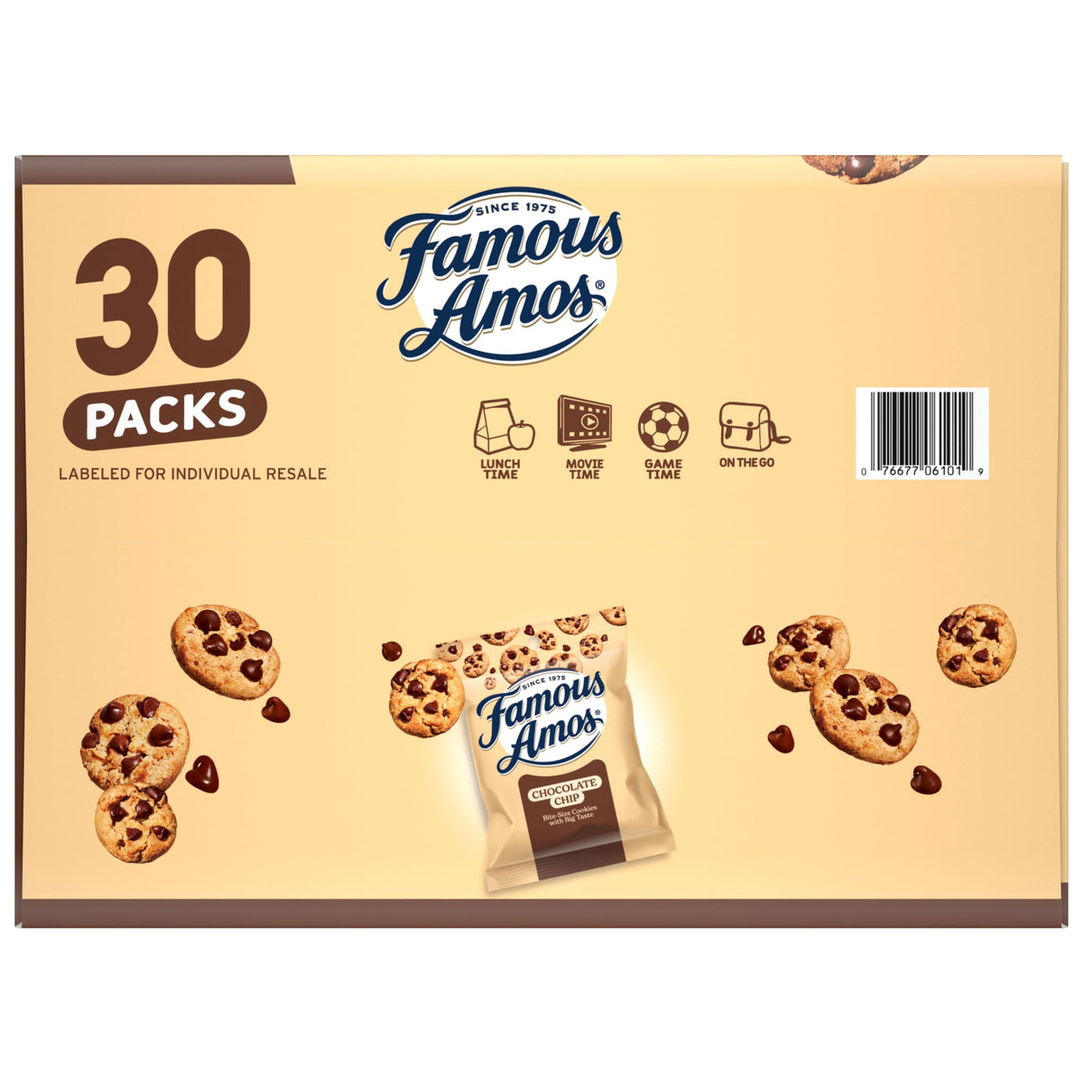 미국직구 페이머스아모스 Classic Chocolate Chip Cookies, Bite-size cookies, Sweet Treats, 30 Pack Box, 1 oz Bag