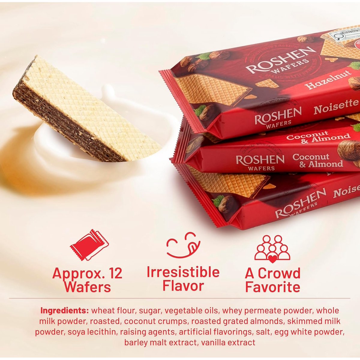 미국직구 Roshen Hazelnut Wafers 견과 215g / Roshen Hazelnut Wafers, Crispy Wafer Cookies with Ha 4