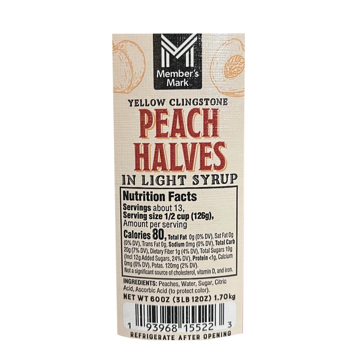 미국직구 멤버스마크 1.7kg / Member's Mark Yellow Clingstone Peach Halves in Light Syrup, 1.7kg 2