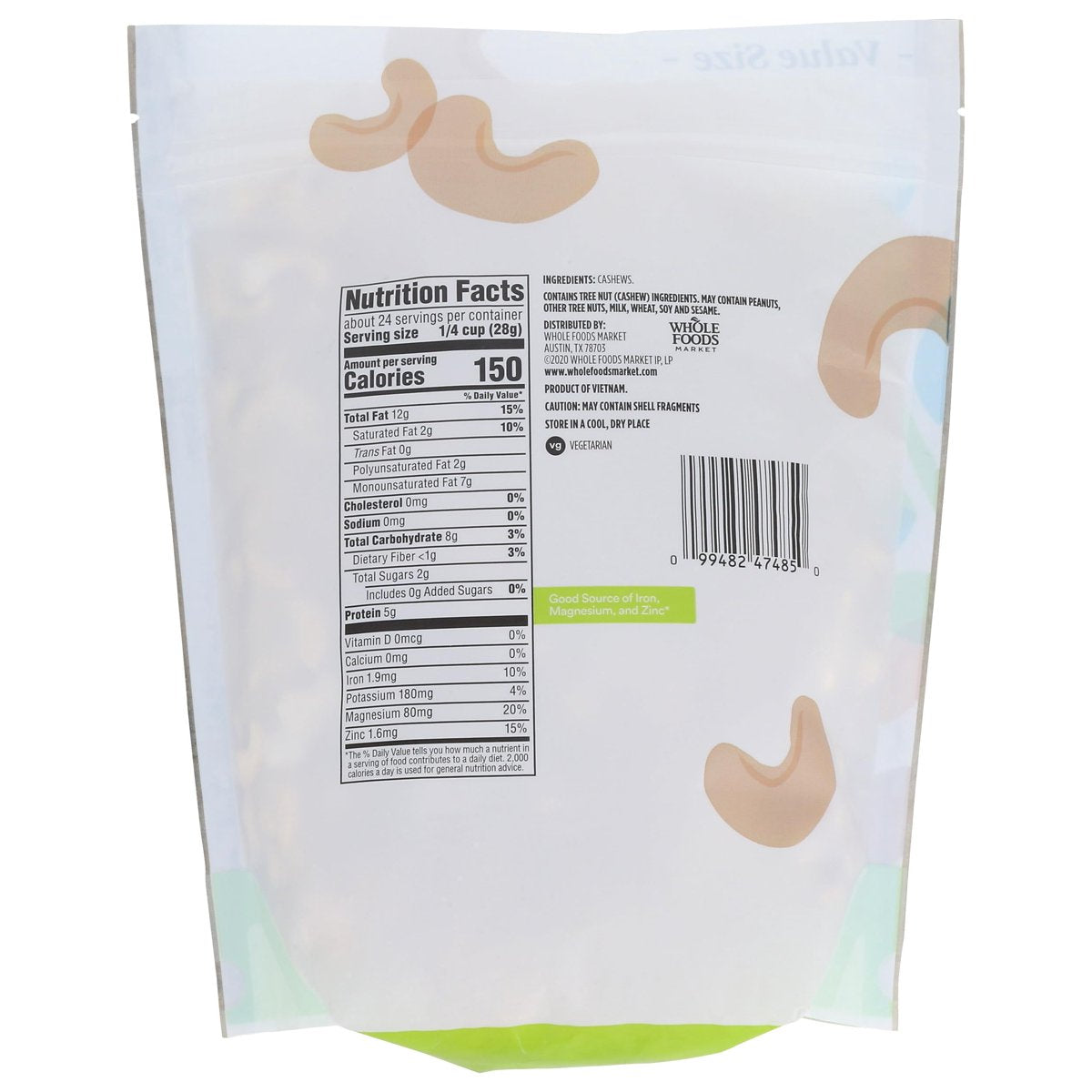 미국직구 365 by Whole 견과 680g / 365 by Whole Foods Market Cashews Unsalted and Unroasted, 1 Ba 3