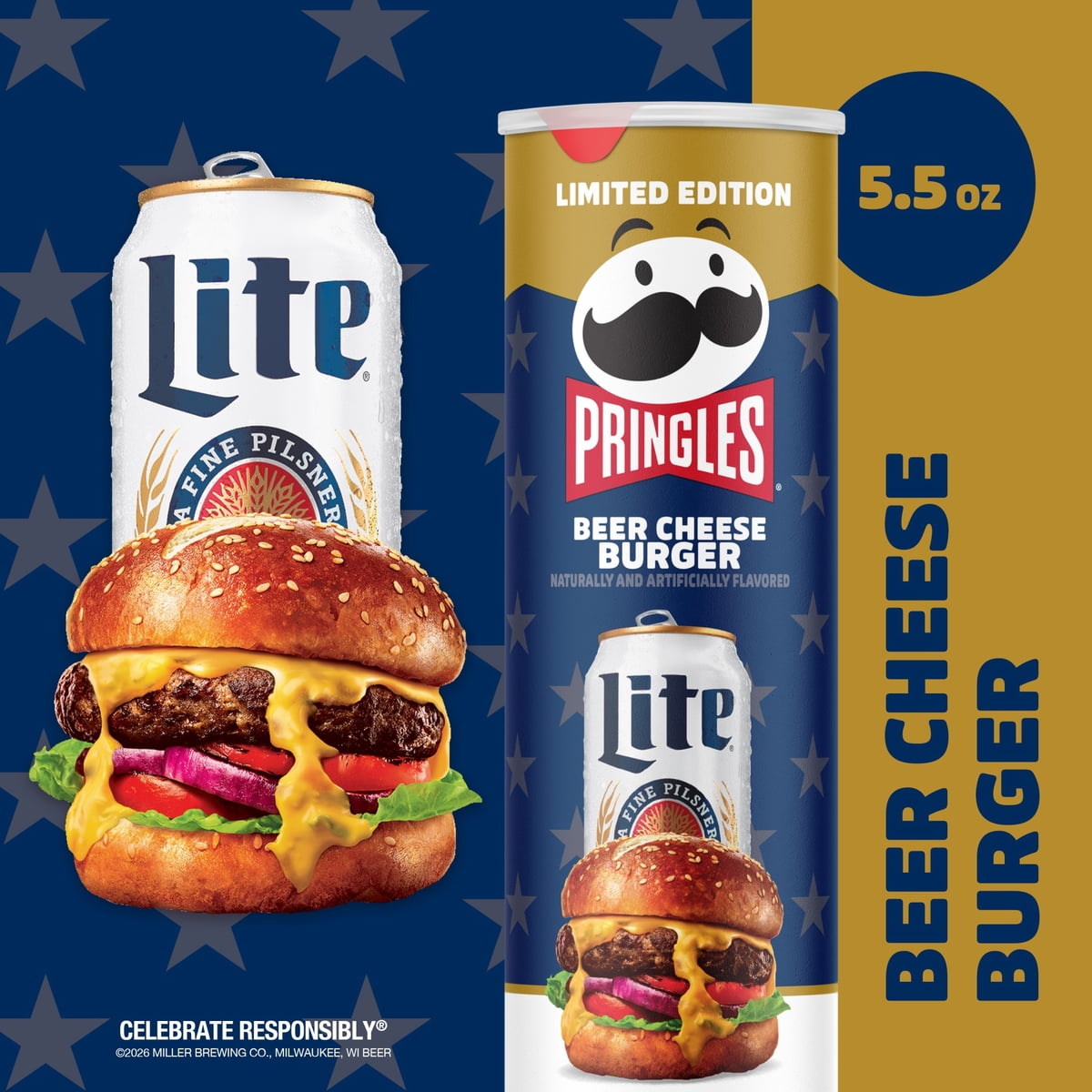 미국직구 Pringles Miller Lite 156g 2팩 / Pringles Miller Lite Beer Cheese Burger Potato Crisps  4