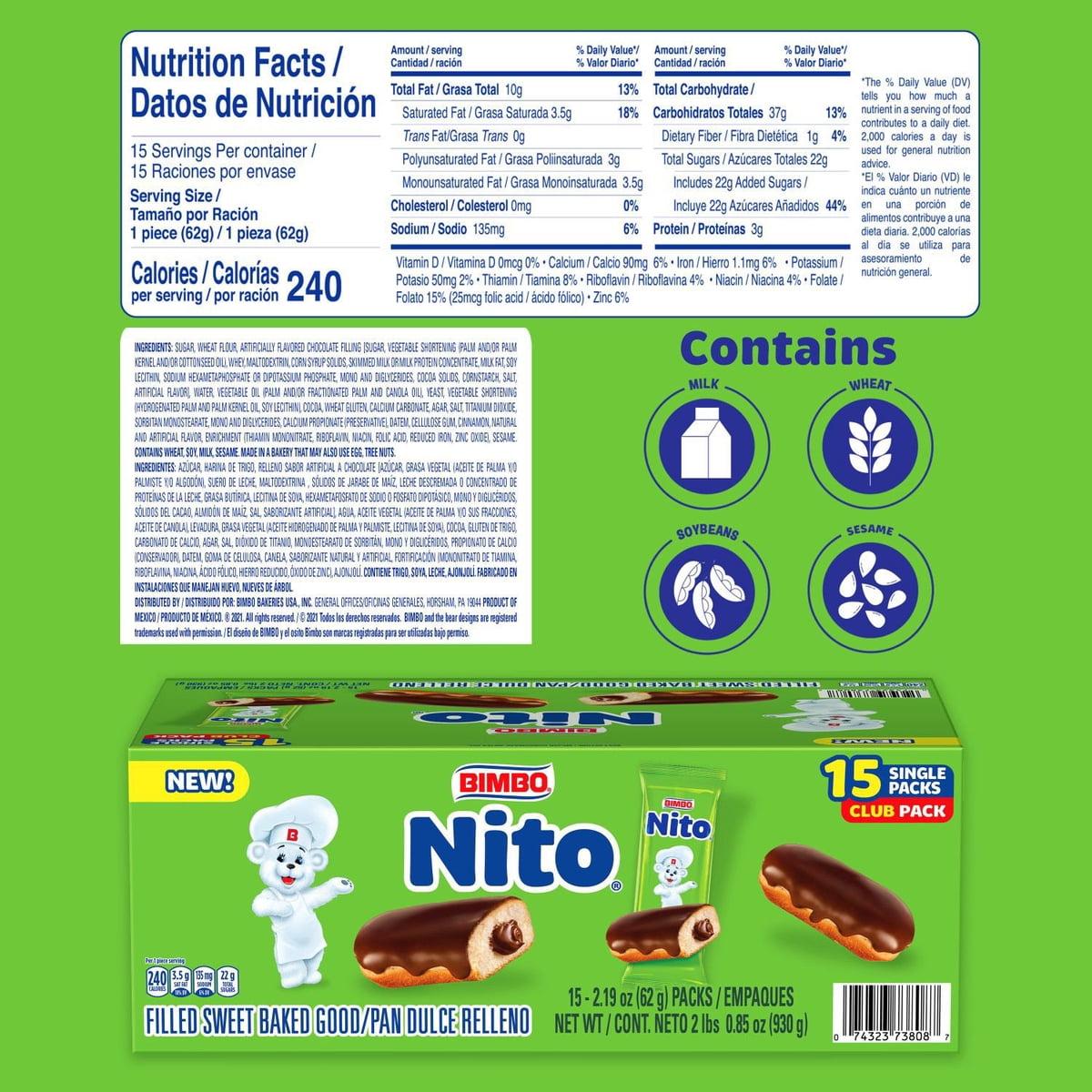 미국직구 Bimbo Nito 62g / Bimbo Nito, 62g, 15 pk. 3