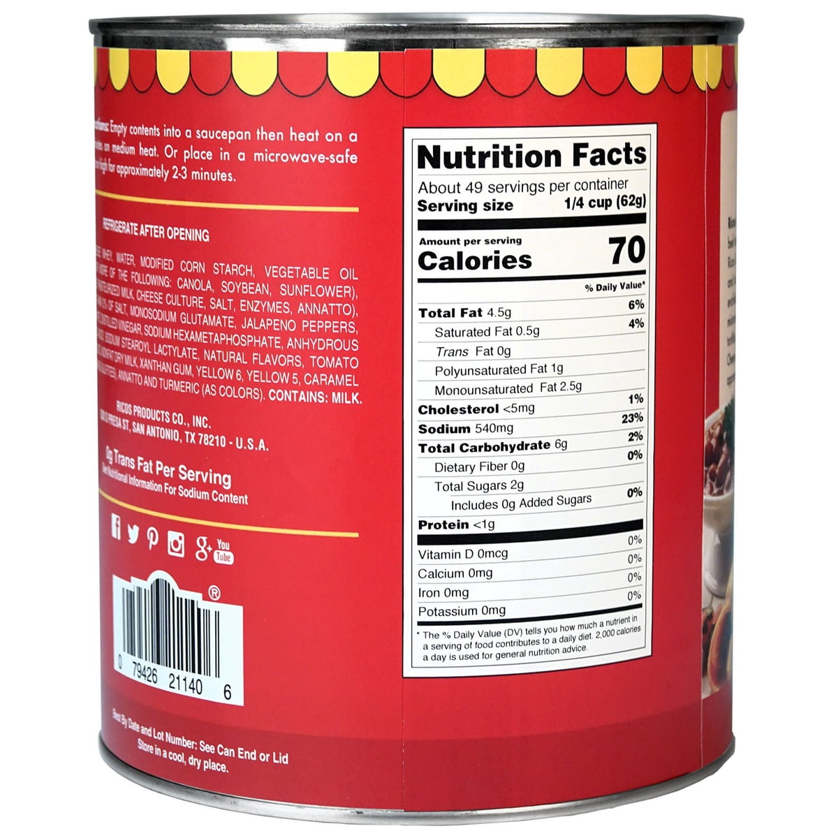 미국직구 Ricos 3.0kg / Ricos Gourmet Nacho Cheese Sauce 3.0kg 2
