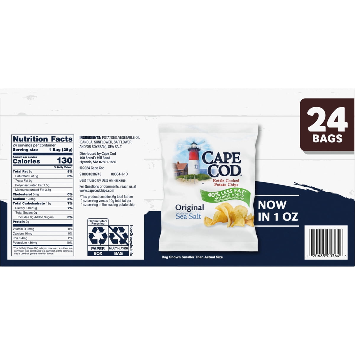 미국직구 Cape Cod 28g 24팩 / Cape Cod Original Less Fat Kettle Chips, Multi Pack, 28g, 24 ct. 3