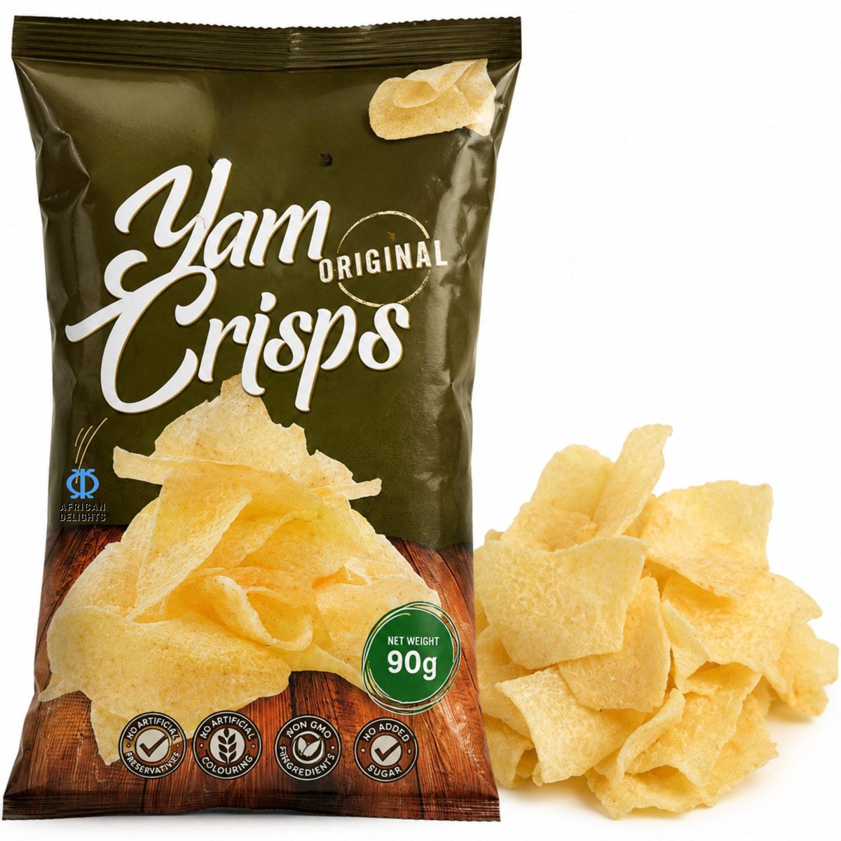 미국직구 African Delights Yam 90g 3팩 / African Delights Yam Chips, Original, Pack of 3 (90g Each) 1