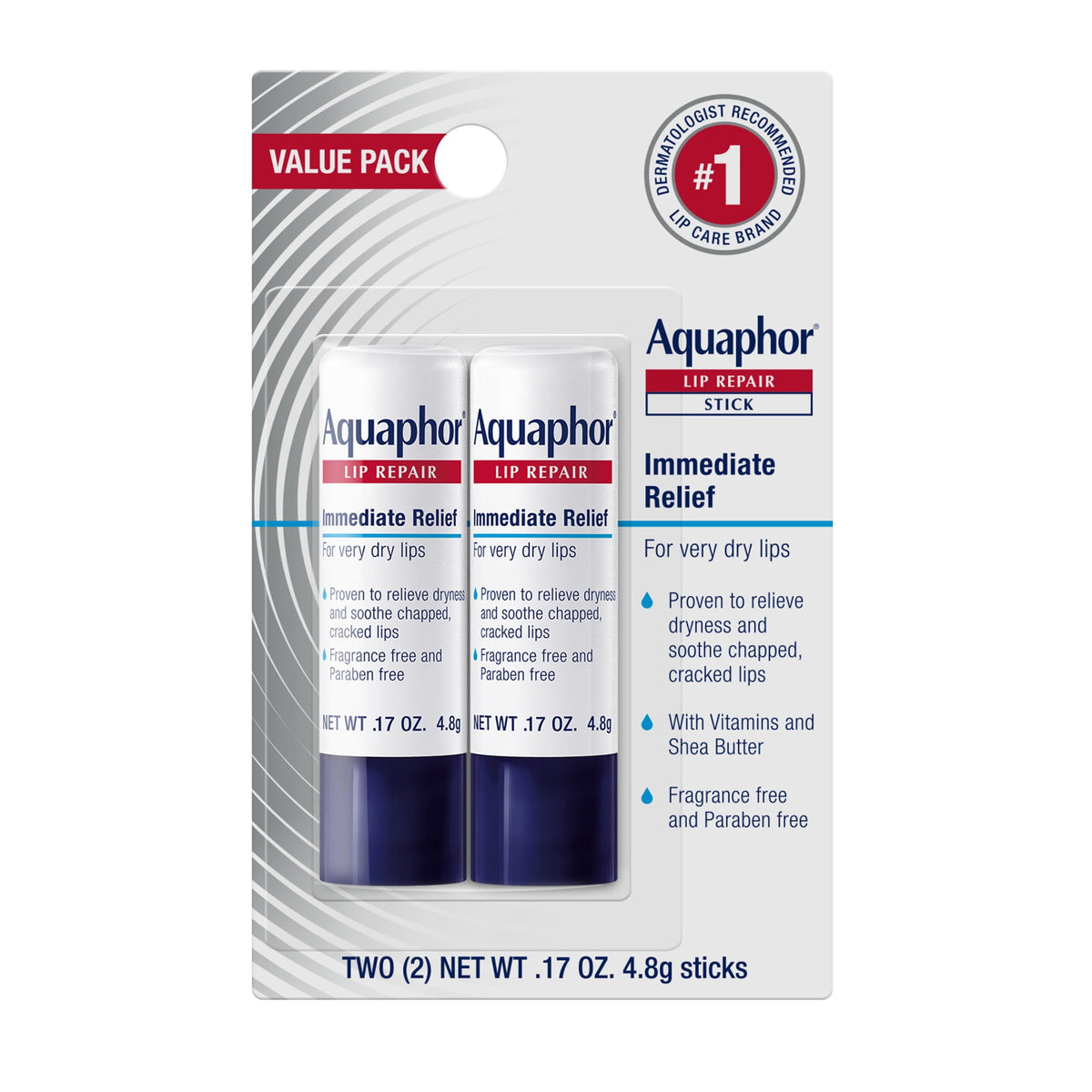 미국직구 Aquaphor Lip Repair 5g 2팩 / Aquaphor Lip Repair Balm Stick for Dry Chapped Lips with Shea Butte 1
