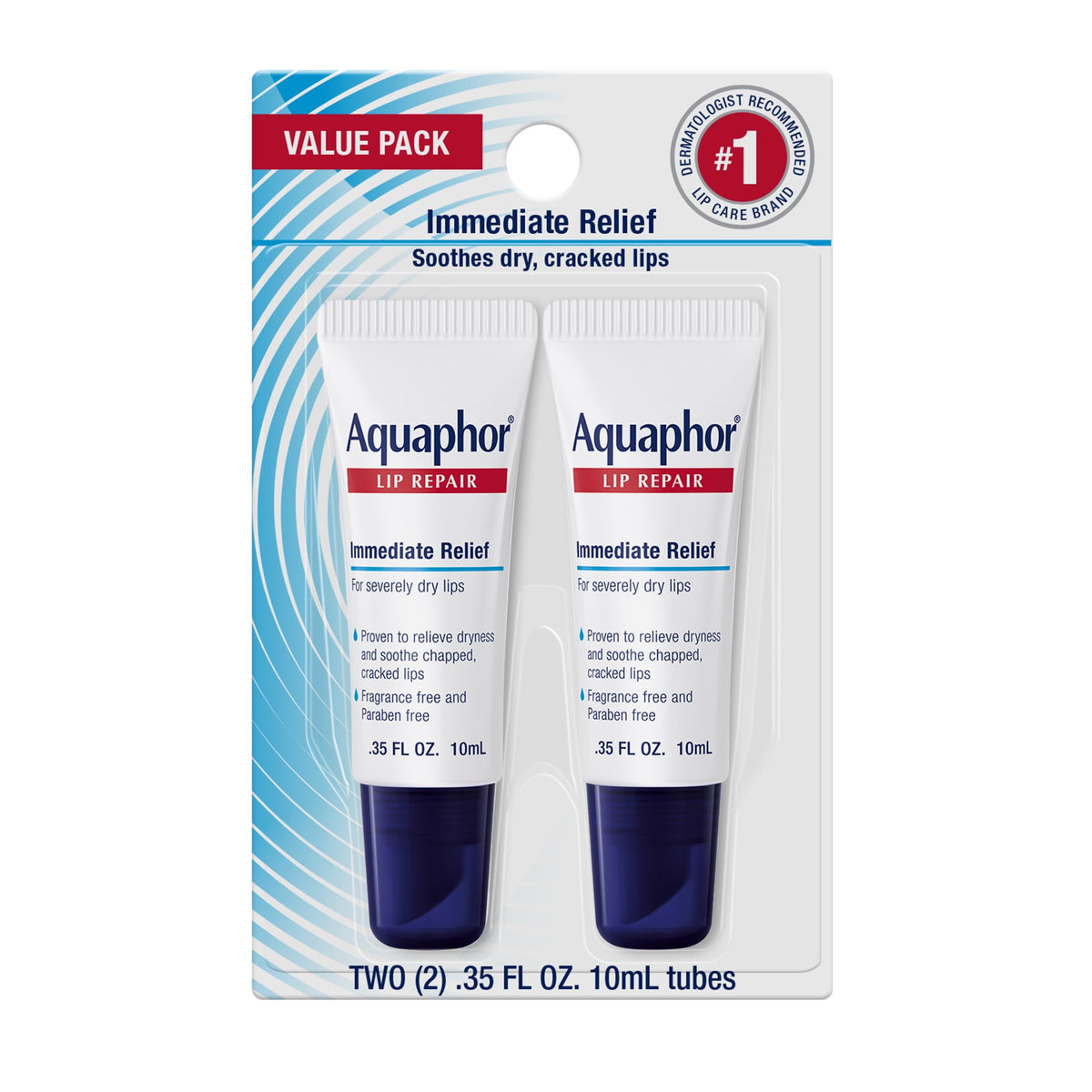 미국직구 Aquaphor Lip Repair 10ml 2팩 / Aquaphor Lip Repair Ointment for Dry Chapped Lips, Lip Balm with  1