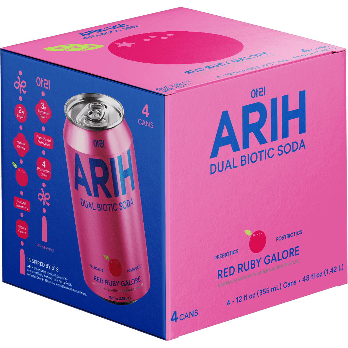 미국직구 ARIH Dual Biotic 355ml 4팩 / ARIH Dual Biotic Soda, Functional Prebiotic and Postbiotic Soda, Lo 1