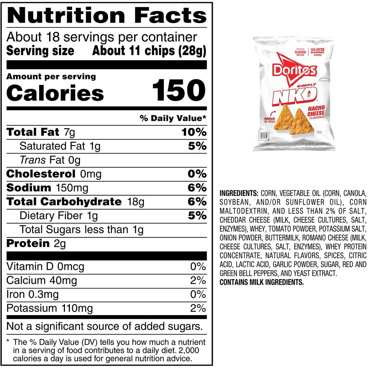 미국직구 Doritos Simply NKD 521g / Doritos Simply NKD Nacho Cheese Flavored Tortilla Chips, 52 2