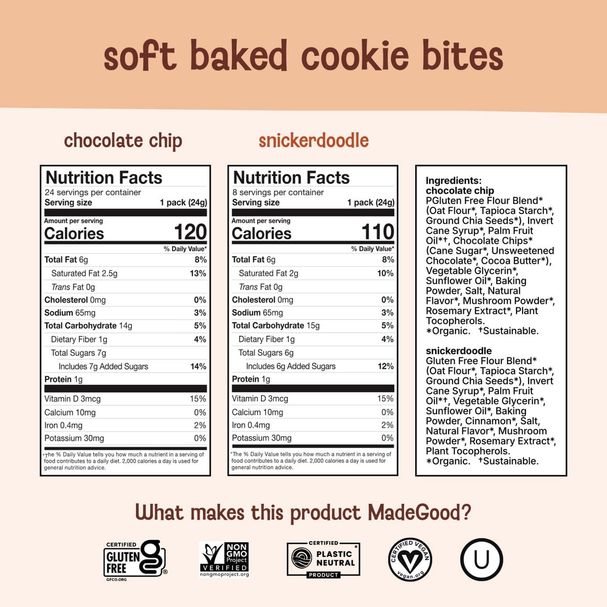 미국직구 MadeGood Soft Baked 과자 24g / MadeGood Soft Baked Cookie Bites Variety Pack, 24g, 32 p 6