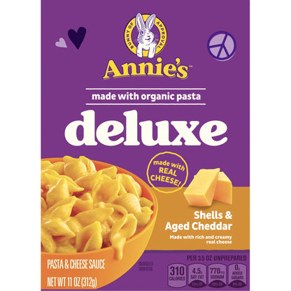미국직구 애니스 Deluxe Shells and Aged Cheddar, Pasta and Cheese Sauce, Mac and Cheese, 11 oz