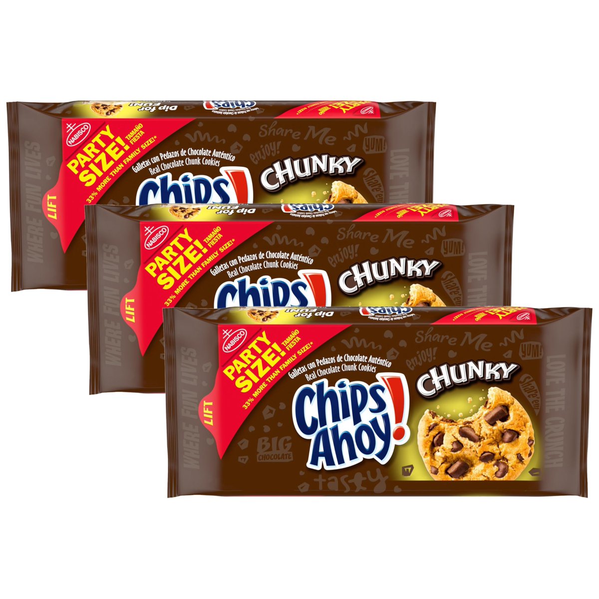 미국직구 3x Chips Ahoy 초콜릿 702g 3팩 / 3x | Chips Ahoy! Chunky Chocolate Chunk Cookies, Party Si 2