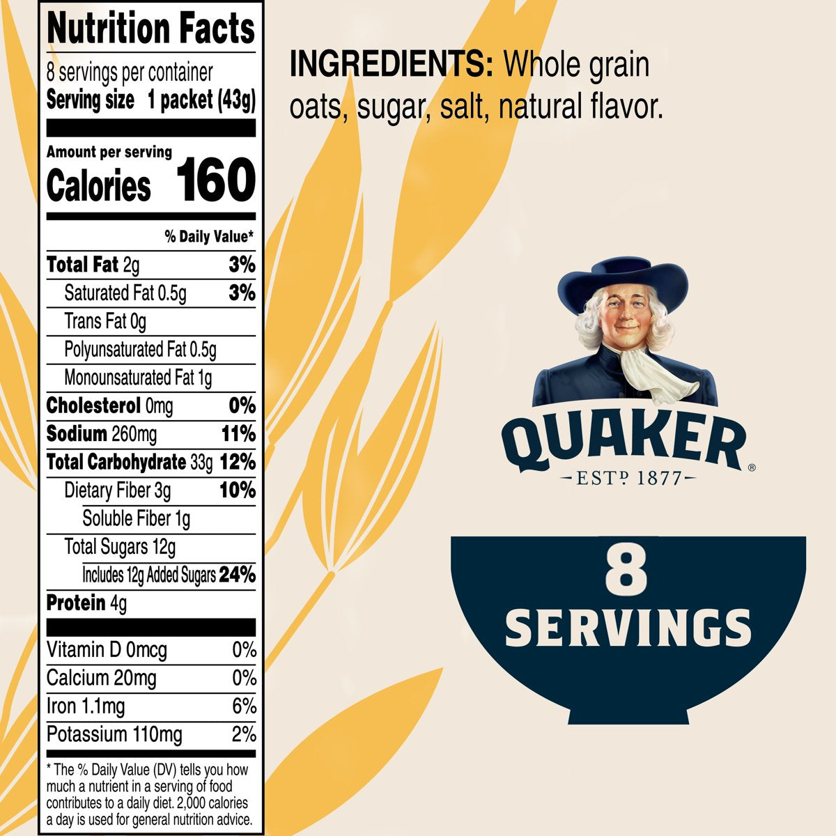 미국직구 Quaker Instant Oatmeal 28g 2팩 / Quaker Instant Oatmeal Maple Brown Sugar 12 28g 8 Pac 3