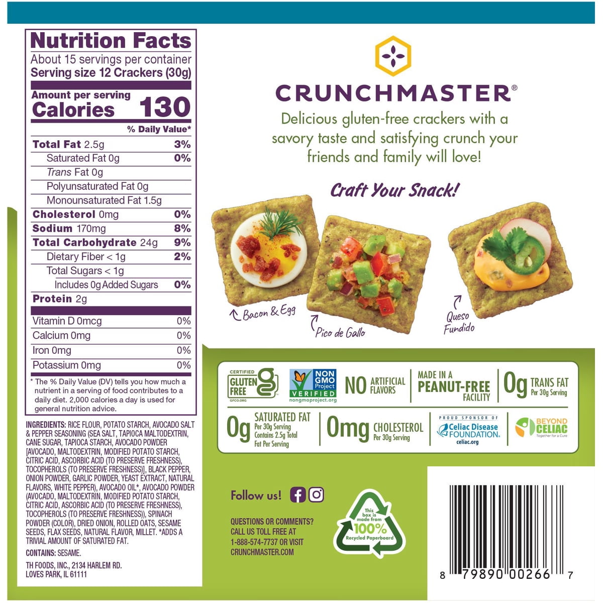 미국직구 Crunchmaster Avocado Toast 과자 454g / Crunchmaster Avocado Toast with Salt & Pepper Cr 2