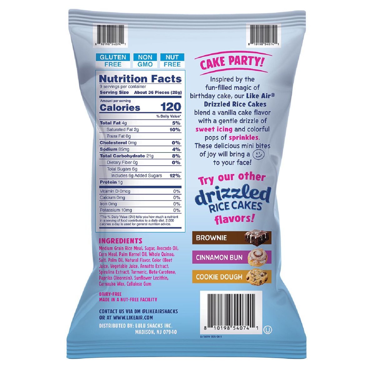 미국직구 Like Air Drizzled 255g / Like Air Drizzled Rice Cakes, Birthday Cake, 255g 2