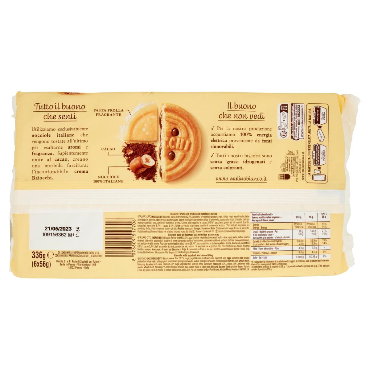 미국직구 3x Baiocchi 견과 335g / 3x | Baiocchi Cookies With Hazelnut And Cocoa Cream Snack Pack  4