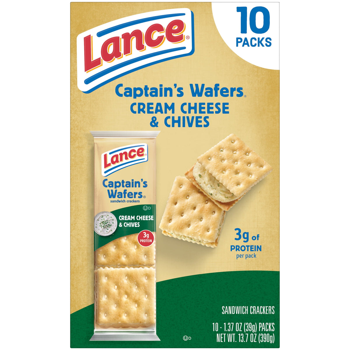 미국직구 랜스 Sandwich Crackers, Captain's Wafers Cream Cheese and Chives, 10 Packs, 6 Sandwiches Each