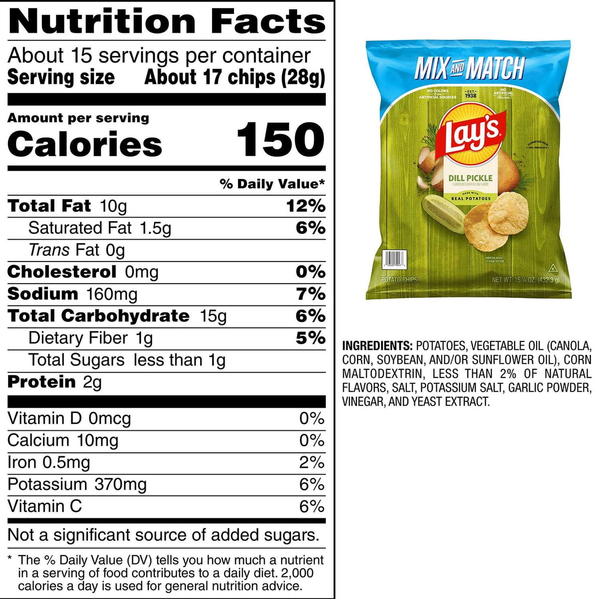 미국직구 Lay's Dill Pickle 432g / Lay's Dill Pickle Potato Chips, 432g 2