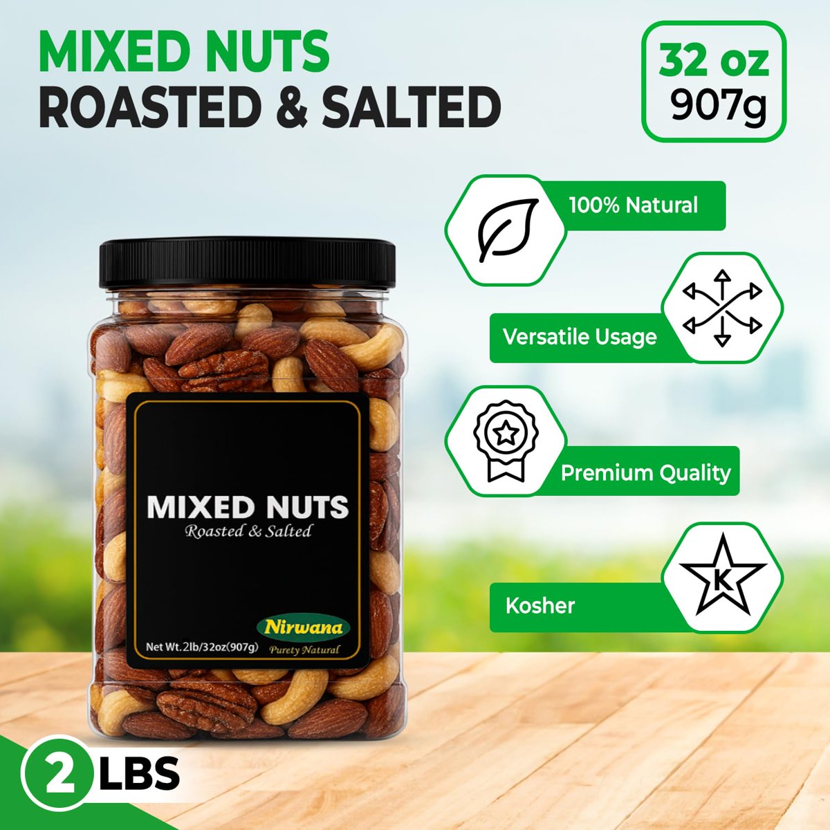 미국직구 Nirwana Mix 견과 907g / Nirwana Mix Nuts Roasted & Salted Premium Nut Blend in Resealab 2