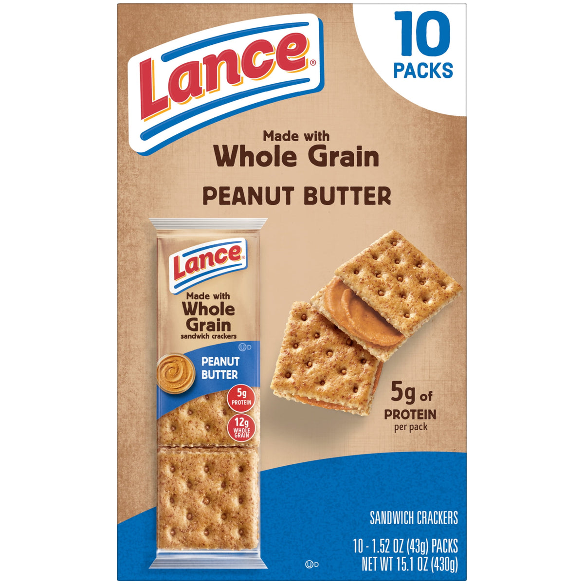 미국직구 랜스 Baked with Whole Grain Peanut Butter, 10 Count 1.52 oz