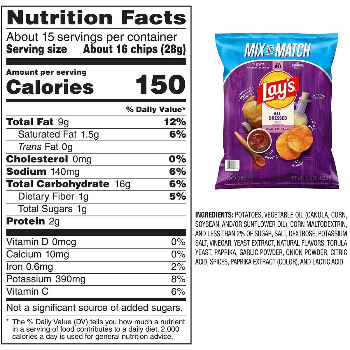 미국직구 Lay's All Dressed 432g / Lay's All Dressed Potato Chips, 432g 2