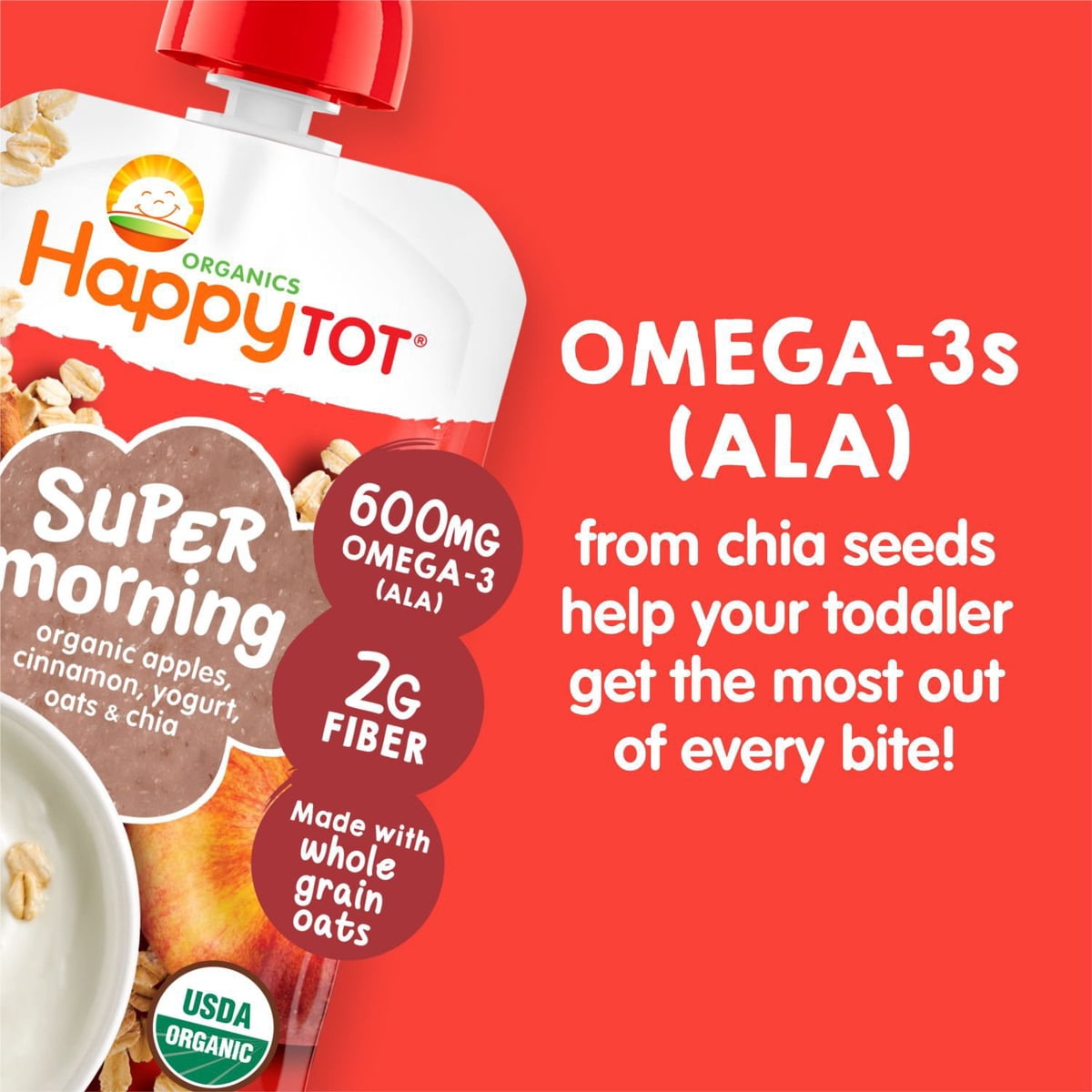 미국직구 HappyTOT Organics Super 113g 12팩 / HappyTOT Organics Super Morning Pouch, Apple Cinna 2