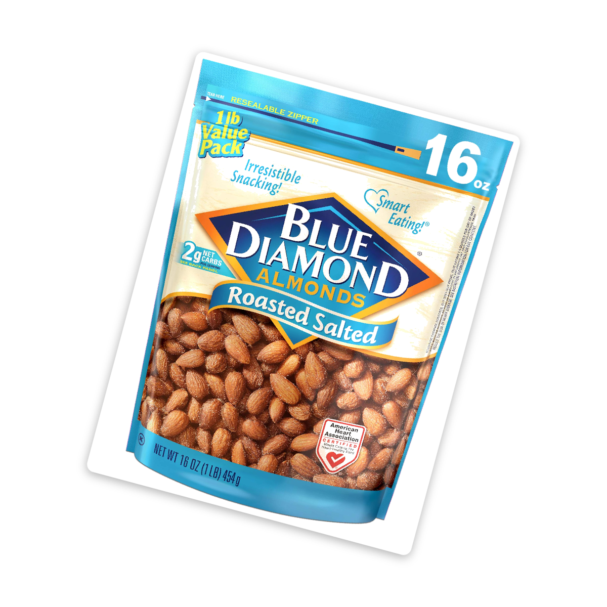 미국직구 Blue Diamond Roasted 견과 454g / Blue Diamond Roasted Salted Almonds, 1 Can, 454g, with 2