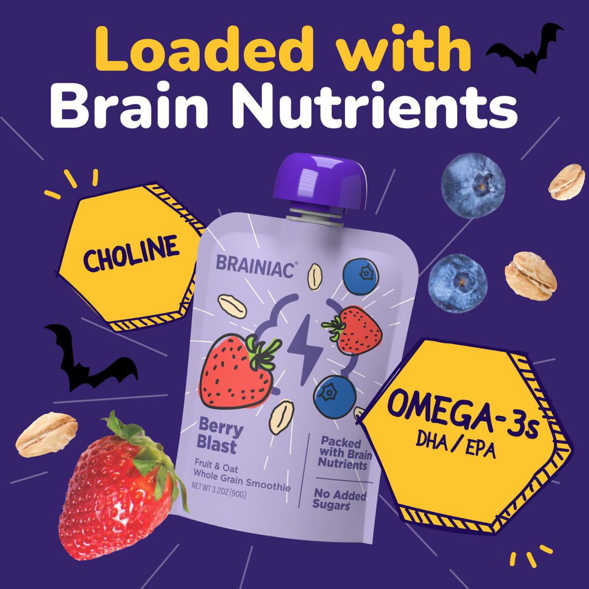 미국직구 Brainiac Halloween Fruit 91g 20팩 / Brainiac Halloween Fruit and Oat Smoothie Pouches, 4