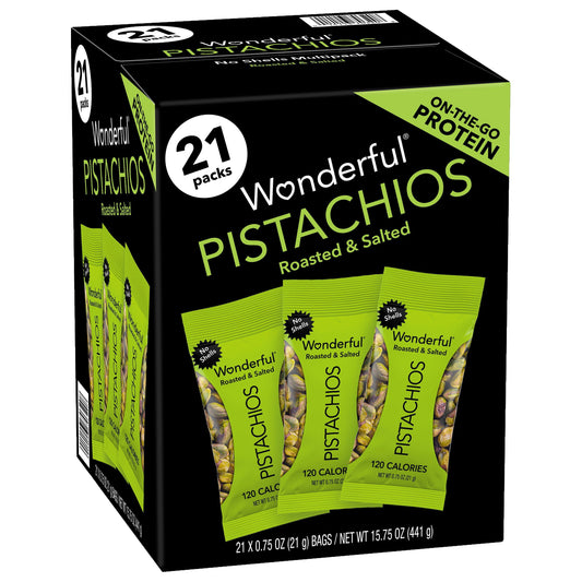 미국직구 Wonderful Salted & 21g / Wonderful Salted & Roasted Pistachios, No Shells, 21g, 21 pk. 1