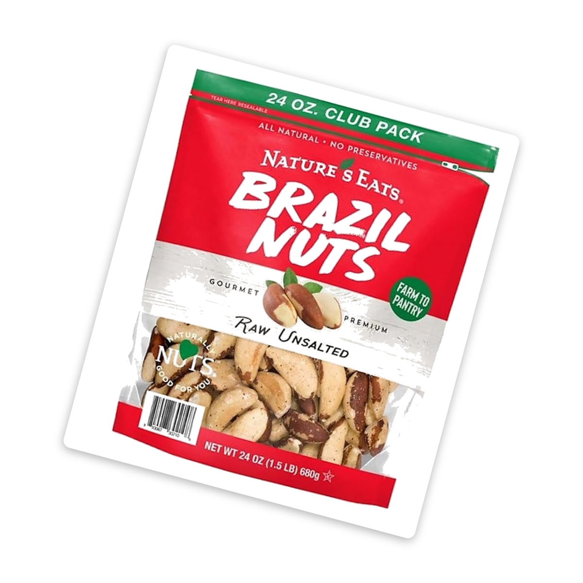 미국직구 2 Pack Nature's 견과 680g 2팩 / 2 Pack | Nature's Eats Brazil Nuts, 1 Bag, 680g, with By 2