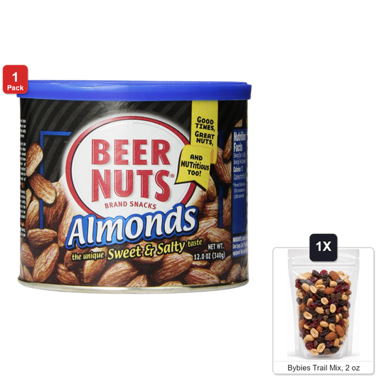 미국직구 Beer 견과 340g / Beer Nuts Sweet and Salty Almonds, 1 Can, 340g, with Bybies Trail Mix 1